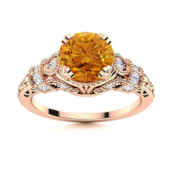 Natural 1.75 CTW Citrine & Diamond Engagement Ring 14K Rose Gold