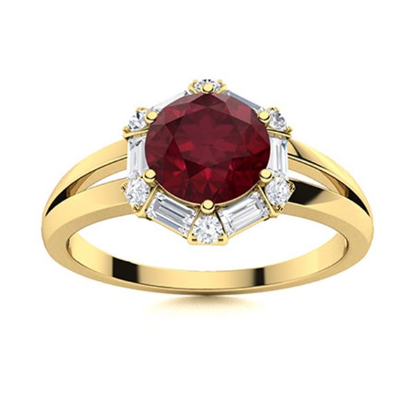 Natural 1.61 CTW Ruby & Diamond Engagement Ring 14K Yellow Gold