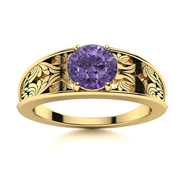 Natural 0.72 CTW Iolite Solitaire Ring 18K Yellow Gold