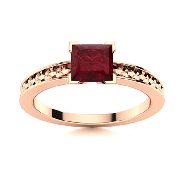 Natural 0.66 CTW Ruby Solitaire Ring 14K Rose Gold