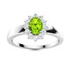 Image 1 : Natural 0.70 CTW Peridot & Diamond Engagement Ring 18K White Gold