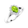 Image 2 : Natural 0.70 CTW Peridot & Diamond Engagement Ring 18K White Gold