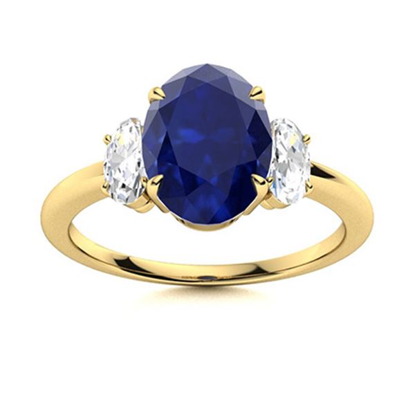 Natural 3.56 CTW Sapphire & Diamond Engagement Ring 14K Yellow Gold