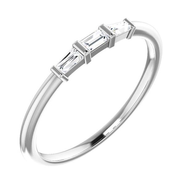 Natural 0.19 CTW 3-Stone Baguette Diamond Solitaire Ring 18KT White Gold