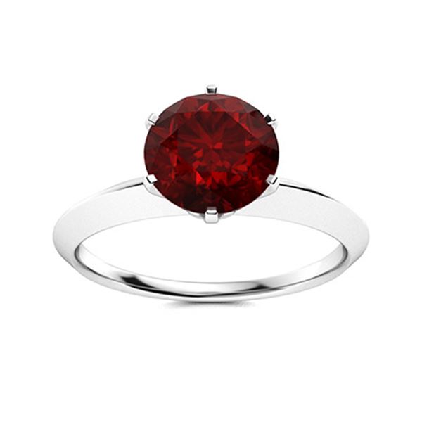 Natural 1.72 CTW Garnet Solitaire Ring 18K White Gold