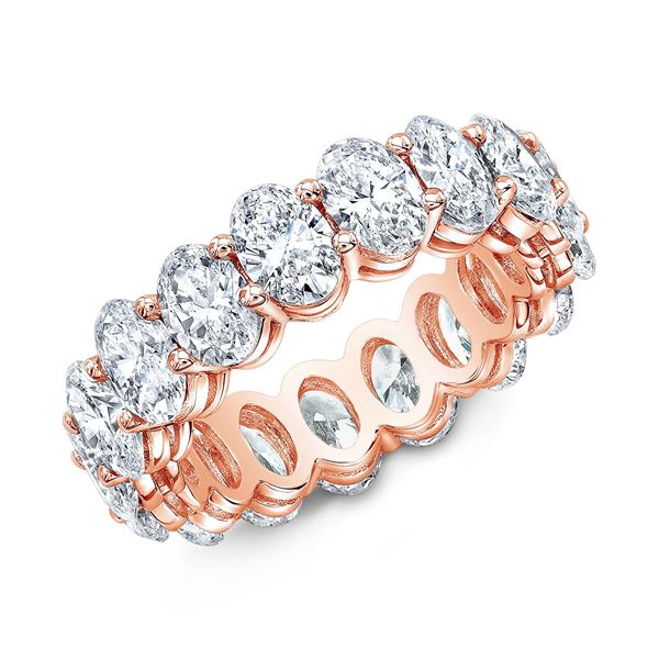 Natural 3.02 CTW Oval Cut Diamond Eternity Ring 18KT Rose Gold