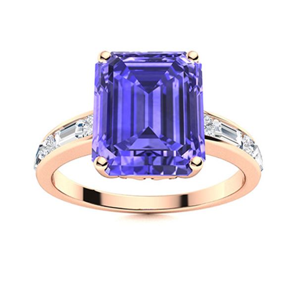 Natural 1.84 CTW Tanzanite & Diamond Engagement Ring 14K Rose Gold