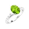 Image 2 : Natural 1.37 CTW Peridot & Diamond Engagement Ring 18K White Gold