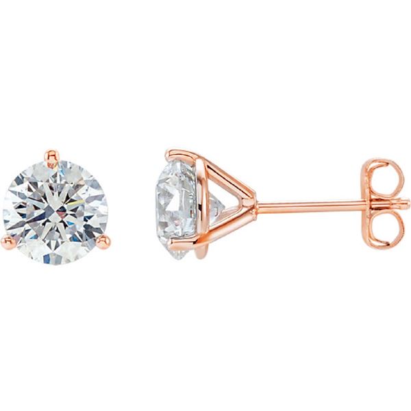 Natural 1.82 CTW Round Cut Martini Diamond Stud Earrings 14KT Rose Gold
