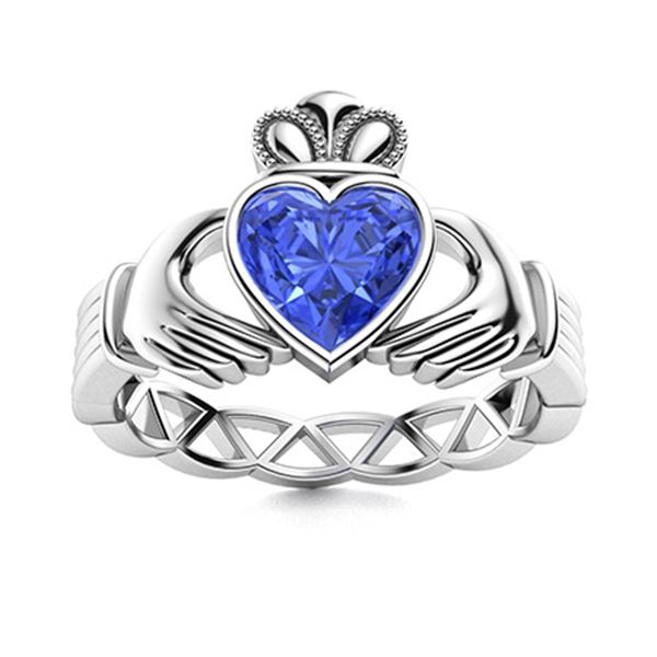 Natural 0.64 CTW Ceylon Sapphire Solitaire Ring 18K White Gold