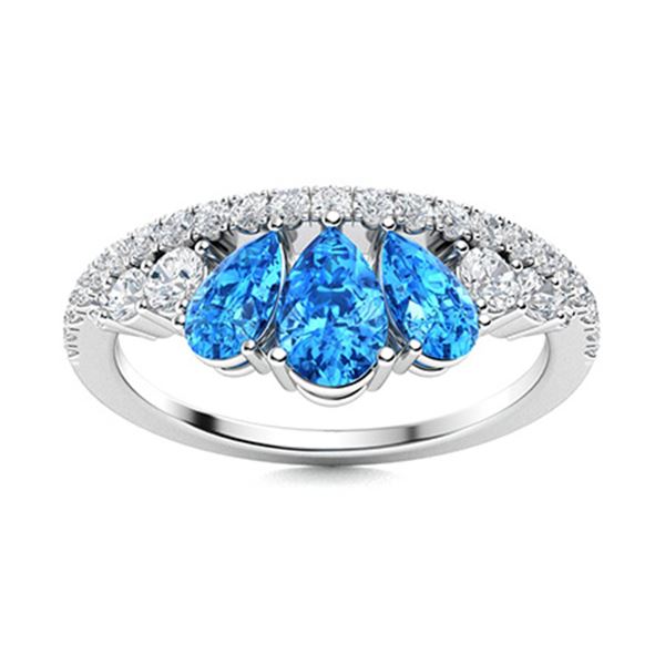 Natural 1.23 CTW Topaz & Diamond Engagement Ring 14K White Gold