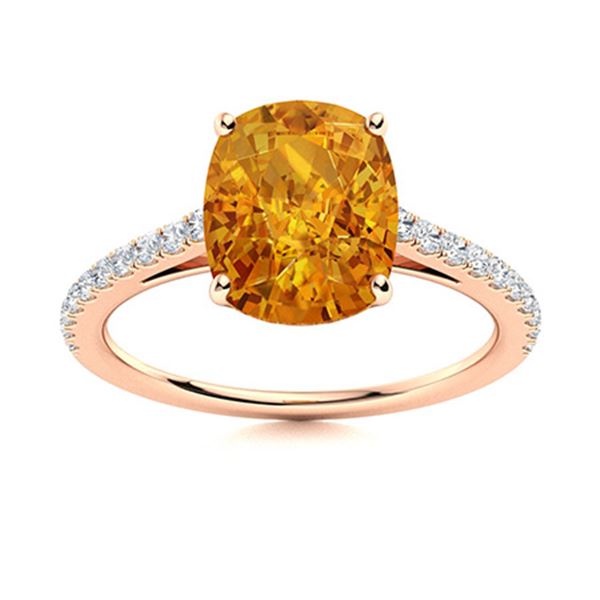 Natural 3.58 CTW Citrine & Diamond Engagement Ring 14K Rose Gold