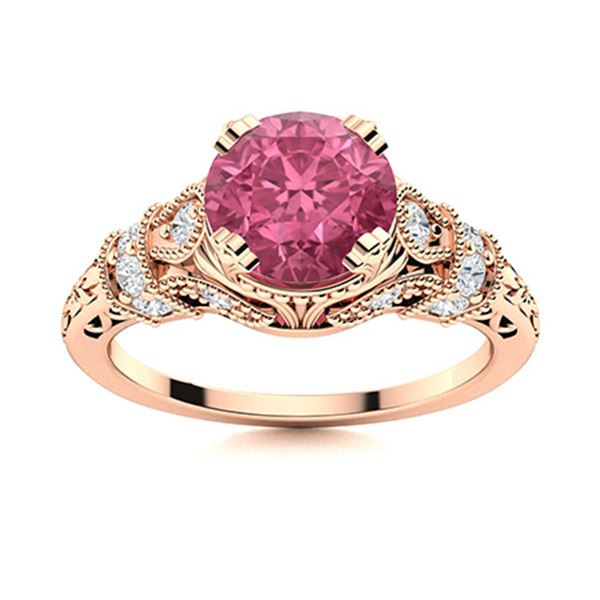 Natural 0.95 CTW Tourmaline & Diamond Engagement Ring 14K Rose Gold