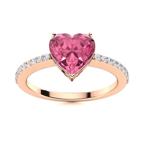 Natural 0.76 CTW Tourmaline & Diamond Engagement Ring 18K Rose Gold