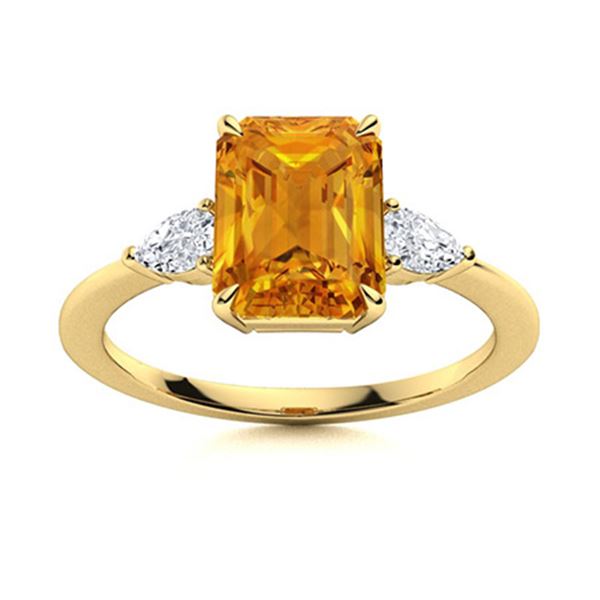 Natural 2.36 CTW Citrine & Diamond Engagement Ring 18K Yellow Gold