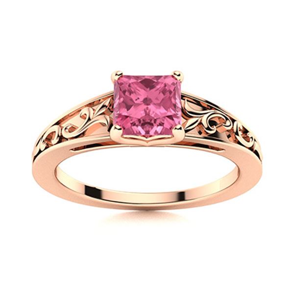 Natural 0.87 CTW Tourmaline Solitaire Ring 18K Rose Gold