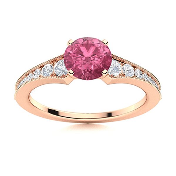 Natural 0.96 CTW Tourmaline & Diamond Engagement Ring 18K Rose Gold