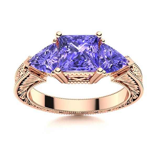 Natural 1.95 CTW Tanzanite Solitaire Ring 18K Rose Gold