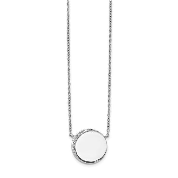 14k White Gold Diamond Fancy Circle Necklace - 18 in.