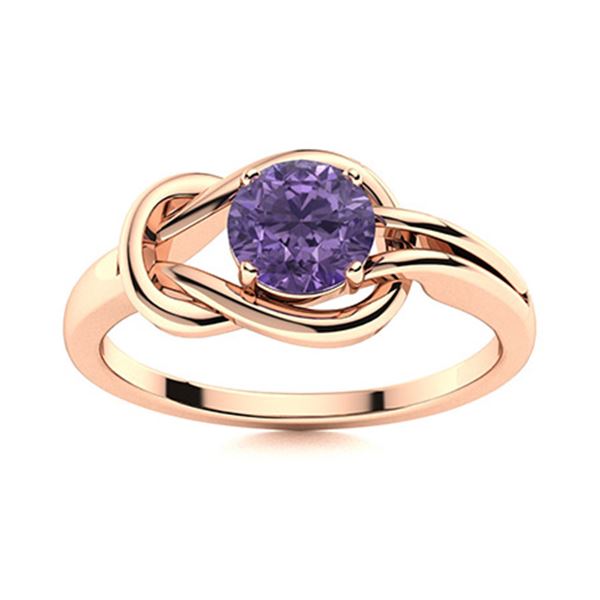 Natural 0.62 CTW Iolite Solitaire Ring 18K Rose Gold
