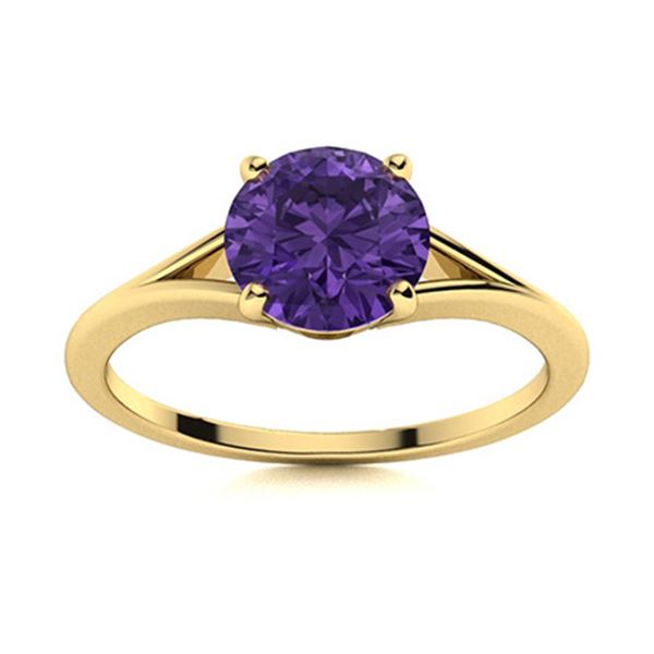 Natural 1.71 CTW Amethyst Solitaire Ring 14K Yellow Gold