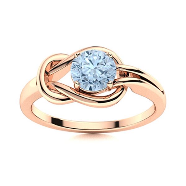 Natural 1.22 CTW Aquamarine Solitaire Ring 18K Rose Gold
