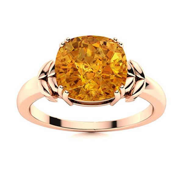 Natural 1.11 CTW Citrine Solitaire Ring 14K Rose Gold