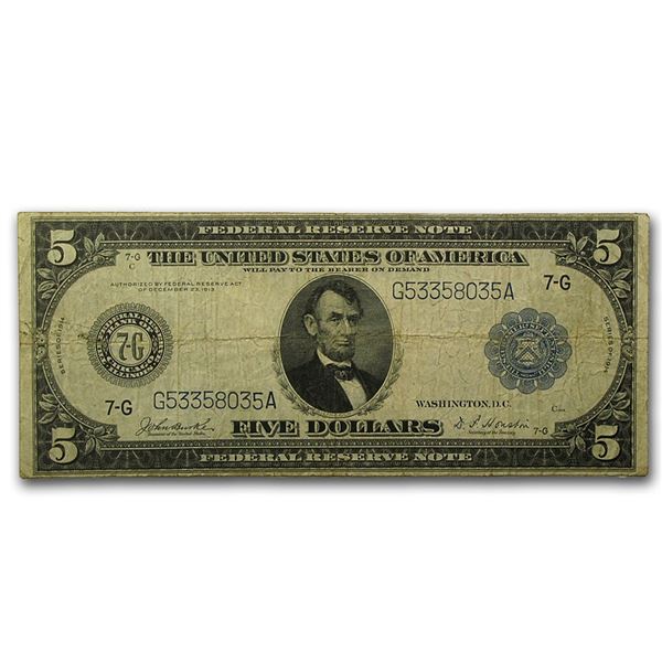 1914 (G-Chicago) $5.00 FRN Fine+