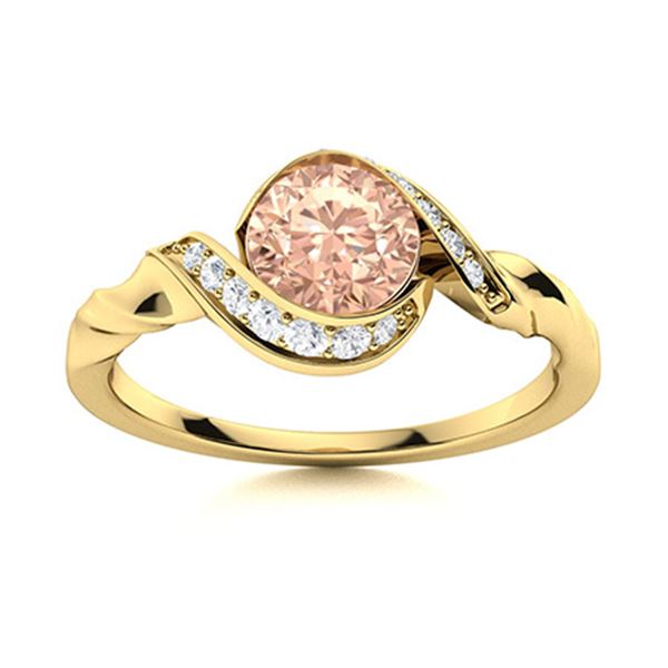 Natural 1.19 CTW Morganite & Diamond Engagement Ring 18K Yellow Gold