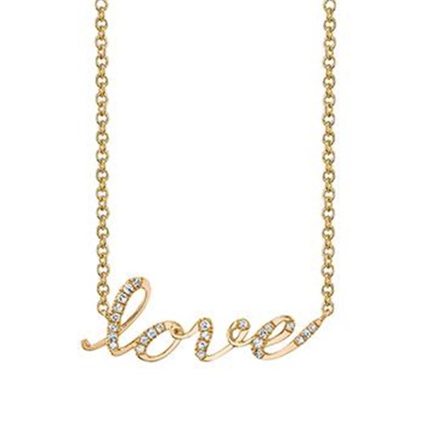 Natural 0.32 CTW LOVE Diamond Necklace 18KT Yellow Gold