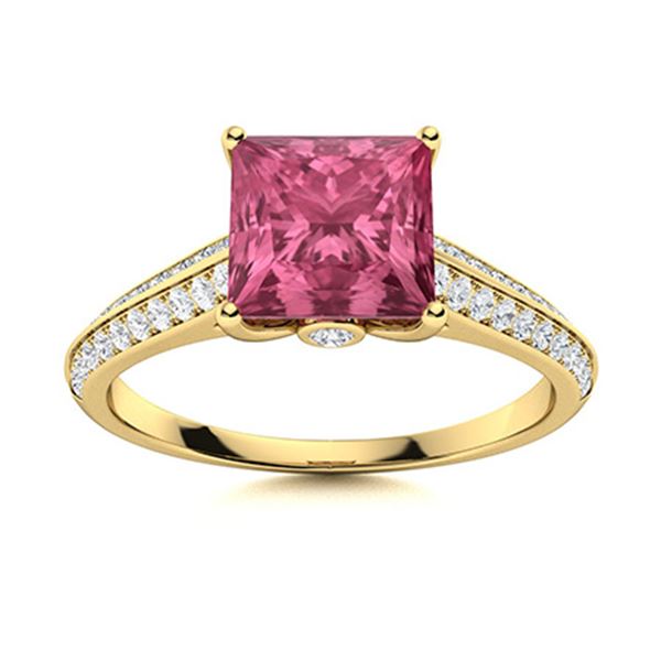 Natural 1.48 CTW Tourmaline & Diamond Engagement Ring 14K Yellow Gold