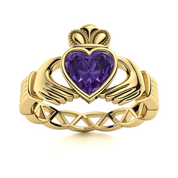 Natural 1.55 CTW Amethyst Solitaire Ring 14K Yellow Gold