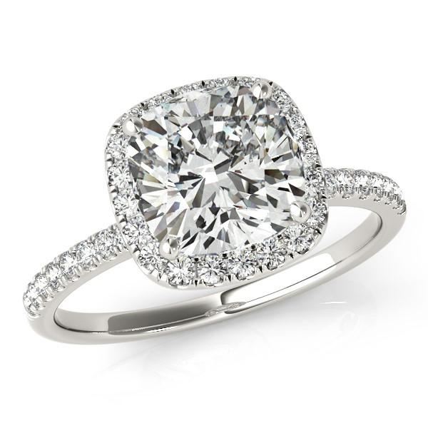 Natural 2.92 CTW Cushion Cut Diamond Halo Engagement Ring 14KT White Gold