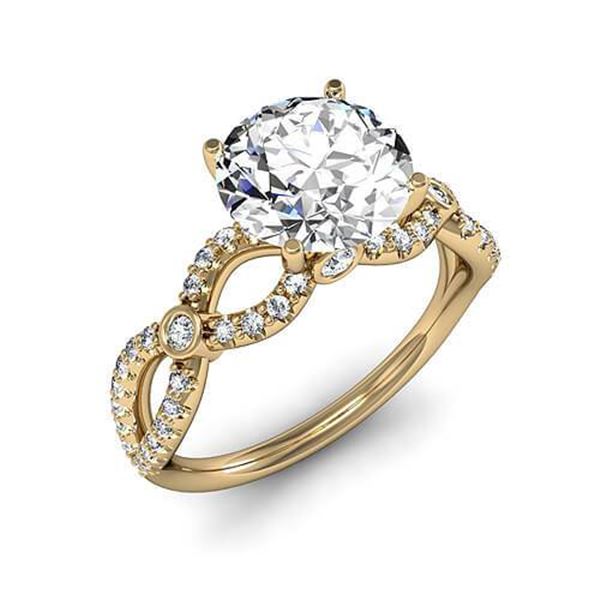 Natural 2.12 CTW Round Brilliant Cut Twist Shank Diamond Ring 18KT Yellow Gold