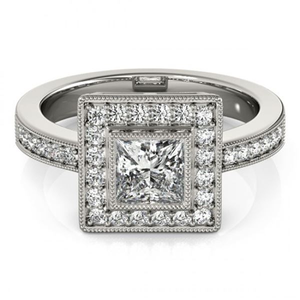 Natural 1.11 ctw Princess Diamond Halo Ring 14k White Gold