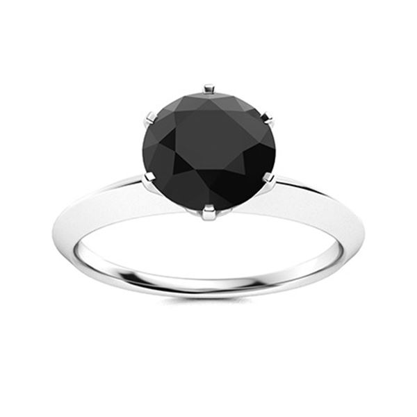Natural 1.71 CTW Onyx Solitaire Ring 14K White Gold