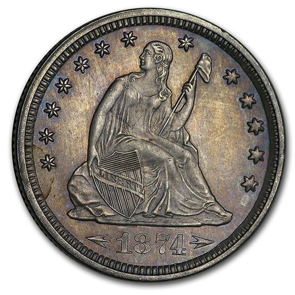 1874 Liberty Seated Quarter BU
