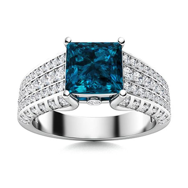 Natural 1.90 CTW Topaz & Diamond Engagement Ring 18K White Gold