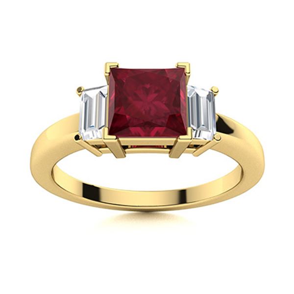 Natural 1.02 CTW Ruby & Diamond Engagement Ring 18K Yellow Gold