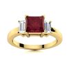 Image 1 : Natural 1.02 CTW Ruby & Diamond Engagement Ring 18K Yellow Gold