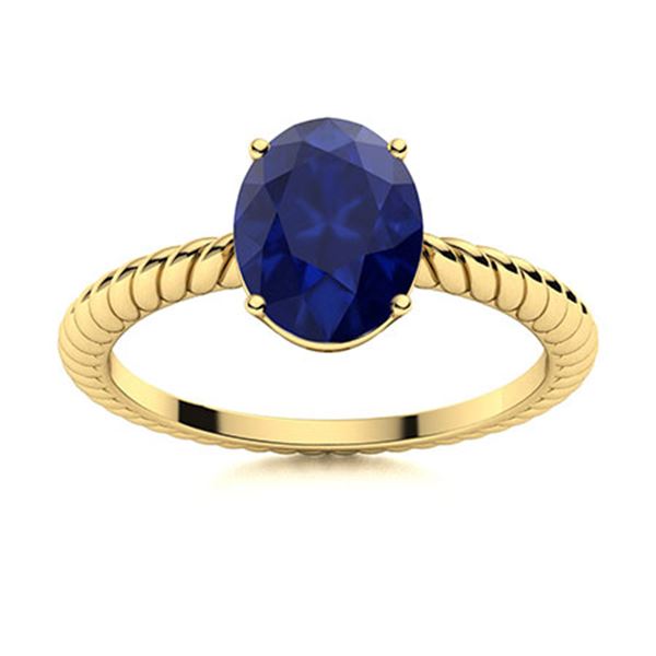 Natural 1.95 CTW Sapphire Solitaire Ring 18K Yellow Gold