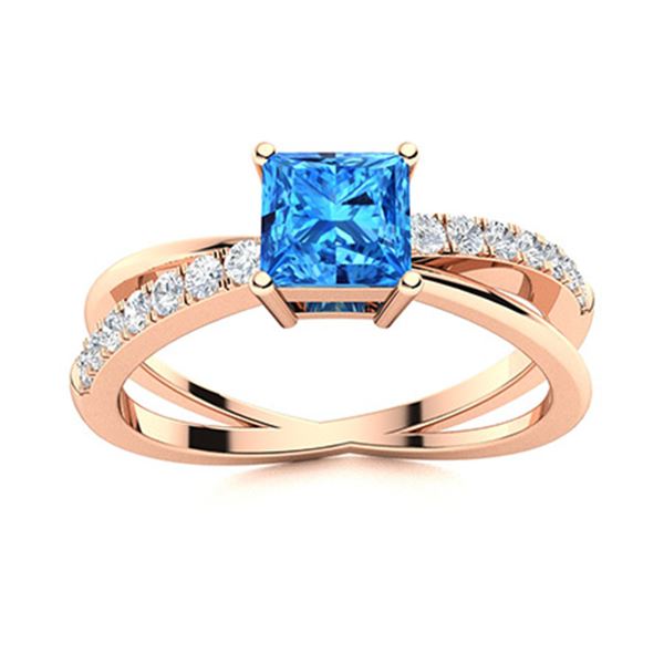 Natural 1.06 CTW Topaz & Diamond Engagement Ring 18K Rose Gold