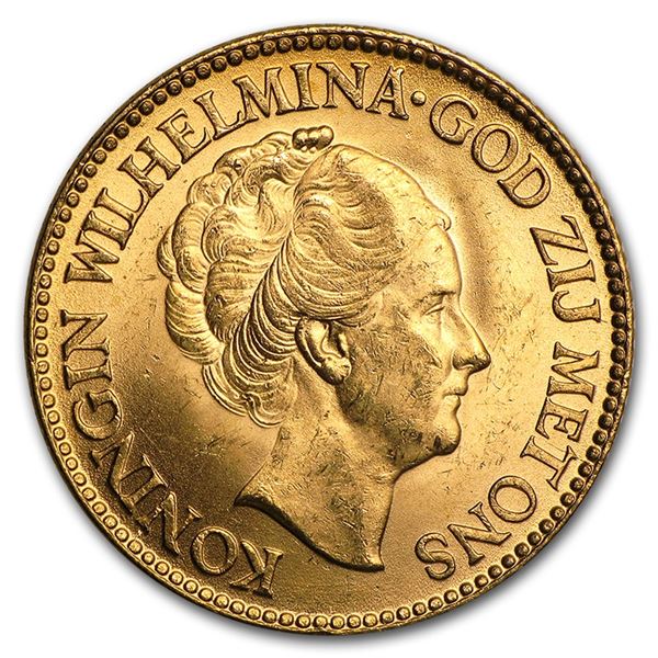 Netherlands Gold 10 Guilders BU
