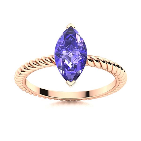Natural 0.15 CTW Tanzanite Solitaire Ring 14K Rose Gold