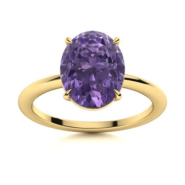 Natural 6.02 CTW Iolite Solitaire Ring 18K Yellow Gold