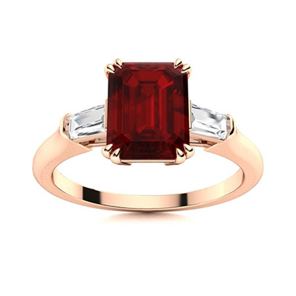 Natural 1.73 CTW Garnet & Diamond Engagement Ring 14K Rose Gold