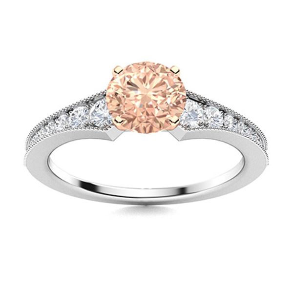 Natural 0.86 CTW Morganite & Diamond Engagement Ring 18K White Gold