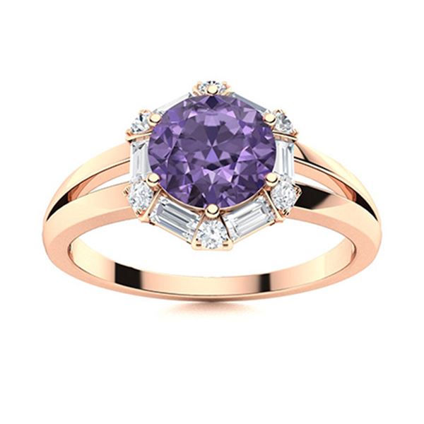 Natural 1.35 CTW Iolite & Diamond Engagement Ring 14K Rose Gold