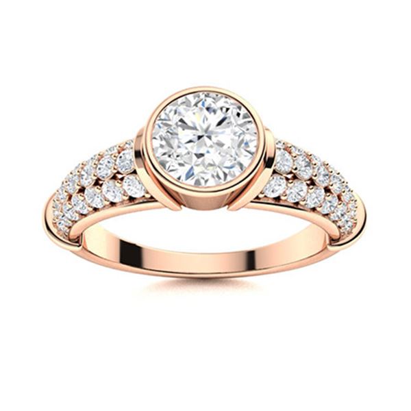 Natural 1.82 CTW Diamond Solitaire Ring 18K Rose Gold