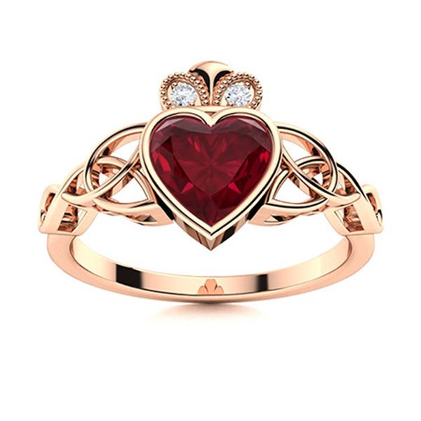 Natural 0.61 CTW Ruby & Diamond Engagement Ring 18K Rose Gold